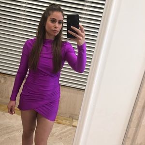Bright purple mini dress long sleeve
